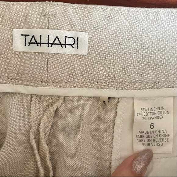 Tahari Linen Cotton Blend Straight Leg Pants Size 6 Office Professional Work - Picture 7 of 8